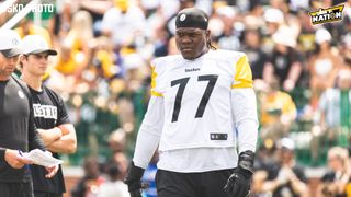 Steelers' Much-Maligned Offensive Tackle Broderick Jones Has His Stock Rising Up (Steelers News). Photo by Jordan Schofield / SteelerNation (X: @JSKO_PHOTO)