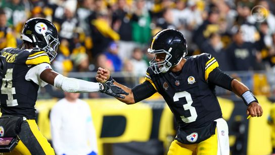Steelers' Russell Wilson and George Pickens during the Week 7 game against the New York Jets Steelers' Russell Wilson and George Pickens during the Week 7 game against the New York Jets