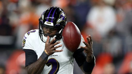 Tyler Huntley has trouble receiving the snap for the Baltimore Ravens Tyler Huntley has trouble receiving the snap for the Baltimore Ravens