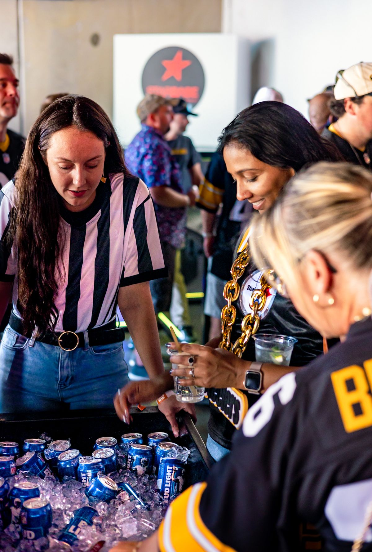 Guests grabbing beers at the Terrible Tailgate in LV Guests grabbing beers at the Terrible Tailgate in LV