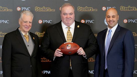 Steelers Mike McCarthy, Omar Khan, and Art Rooney II