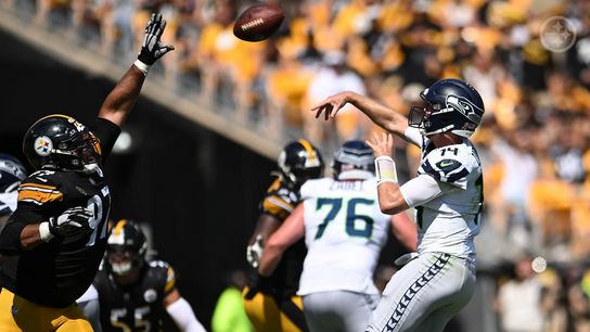 Cameron Heyward knocks down a pass against the Seattle Seahawks. Cameron Heyward knocks down a pass against the Seattle Seahawks.