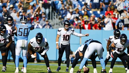 Texans quarterback Davis Mills looks over the Tennessee Titans defense during Week 11 of the 2025 NFL Regular Season. Texans quarterback Davis Mills looks over the Tennessee Titans defense during Week 11 of the 2025 NFL Regular Season.