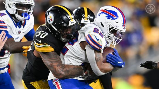 Steelers lineback Malik Harrison tackles Bills running back Ray Davis during Pittsburgh's 26-7 loss in Week 13 of the 2025 NFL Regular Season. Steelers lineback Malik Harrison tackles Bills running back Ray Davis during Pittsburgh's 26-7 loss in Week 13 of the 2025 NFL Regular Season.
