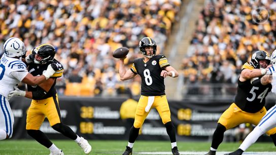 Quarterback Aaron Rodgers delivers a pass during the Steelers' 27-20 win over the Indianapolis Colts in Week 9 of the 2025 NFL Season.