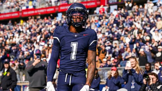 UConn wide receiver, Skyler Bell, leads the FBS in receptions, receiving yards, and receiving touchdowns.
