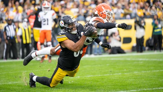 Steelers tight end/fullback Connor Heyward (83) catches a pass in a regular season game between the Pittsburgh Steelers and Cleveland Browns. Steelers tight end/fullback Connor Heyward (83) catches a pass in a regular season game between the Pittsburgh Steelers and Cleveland Browns.