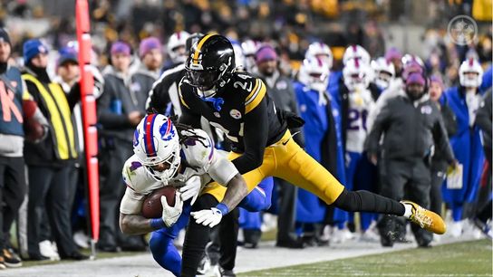 Steelers cornerback Joey Porter Jr. (24) during a regular season matchup between the Pittsburgh Steelers and Buffalo Bills. Steelers cornerback Joey Porter Jr. (24) during a regular season matchup between the Pittsburgh Steelers and Buffalo Bills.