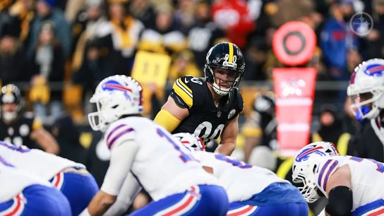 Steelers linebacker T.J. Watt (90) during a regular season matchup between the Pittsburgh Steelers and Buffalo Bills. Steelers linebacker T.J. Watt (90) during a regular season matchup between the Pittsburgh Steelers and Buffalo Bills.