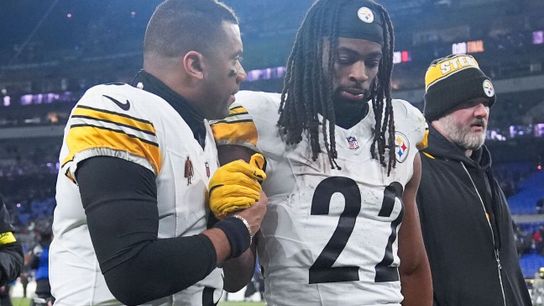 Steelers Russell Wilson and Najee Harris following Playoff loss. Steelers Russell Wilson and Najee Harris following Playoff loss.