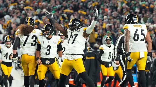Steelers Offensive Tackle Broderick Jones Celebrates After A Play During The 2024 Season Steelers Offensive Tackle Broderick Jones Celebrates After A Play During The 2024 Season