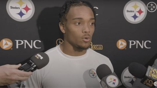 Steelers WR Calvin Austin III speaks to reporters on Thursday