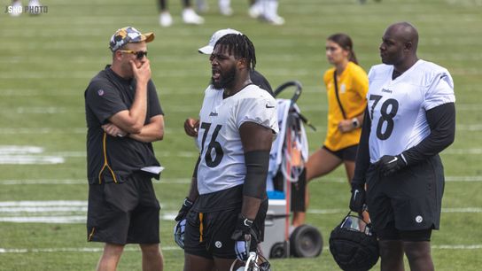 Steelers offensive lineman, Chukwuma Okorafor stands and looks in the distance at St. Vincent College in Latrobe, PA during 2022 training camp. | Photo Credit: Jordan Schofield / SteelerNation (Twitter: @JSKO_PHOTO) Steelers offensive lineman, Chukwuma Okorafor stands and looks in the distance at St. Vincent College in Latrobe, PA during 2022 training camp. | Photo Credit: Jordan Schofield / SteelerNation (Twitter: @JSKO_PHOTO)