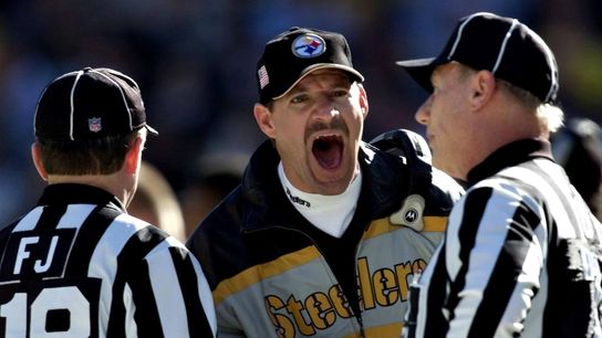 Bill Cowher screams at the refs during a playoff game in Jan 2002. Bill Cowher screams at the refs during a playoff game in Jan 2002.