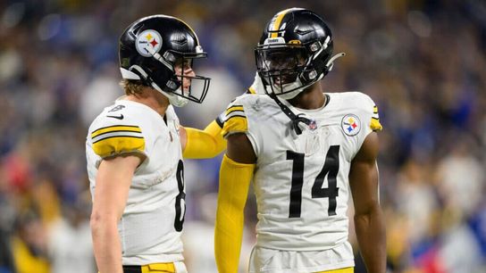 Pittsburgh Steelers quarterback Kenny Pickett with wide receiver George Pickens Steelers George Pickens And Kenny Pickett