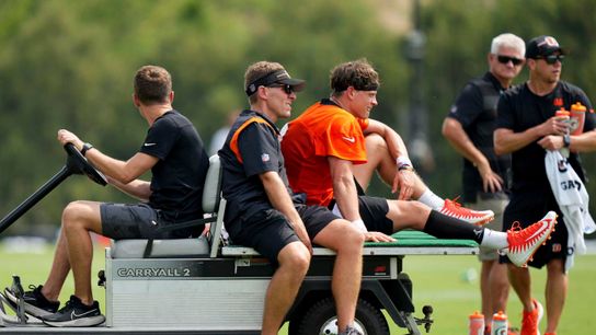 Steelers rival Cincinnati Bengals quarterback Joe Burrow is carted off with calf injury Steelers rival Cincinnati Bengals quarterback Joe Burrow is carted off with calf injury