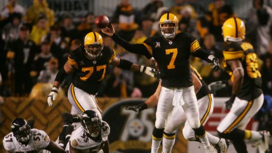 Steelers QB, Ben Roethlisberger, in a Color Rush jersey Steelers QB, Ben Roethlisberger, in a Color Rush jersey