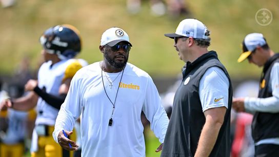 Steelers' head coach Mike Tomlin and offensive coordinator Arthur Smith working in their first training camp together. Steelers' head coach Mike Tomlin and offensive coordinator Arthur Smith working in their first training camp together.
