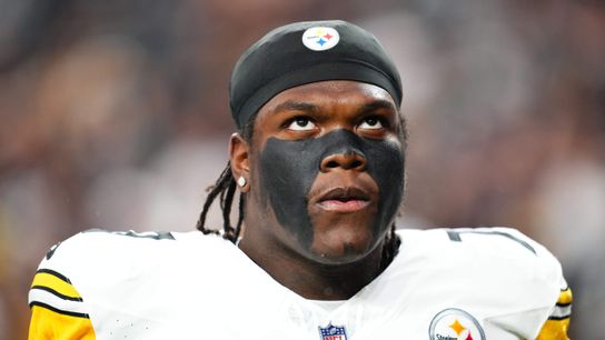 Steelers' OT Broderick Jones during a game. Steelers' OT Broderick Jones during a game.