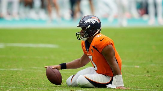 Former Broncos QB Russell Wilson after getting sacked. Steelers' Russell Wilson