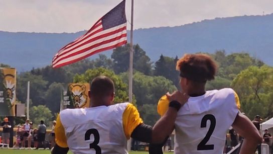 Steelers' Justin Fields and Russell Wilson Steelers' Justin Fields and Russell Wilson