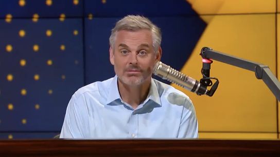Colin Cowherd speaks during The Herd with Colin Cowherd on FOX Sports 1.