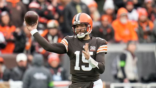 The Steelers rival Joe Flacco throwing a pass in a regular season game The Steelers rival Joe Flacco throwing a pass in a regular season game