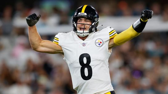 Steelers QB Kenny Pickett celebrates during a game Steelers QB Kenny Pickett celebrates during a game