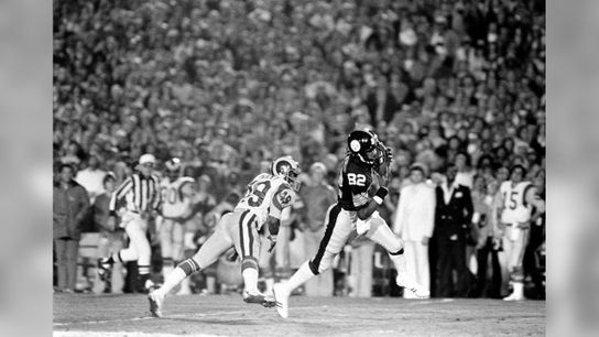 Steelers John Stallworth Catches Pass From Terry Bradshaw In 4th Quarter Of Super Bowl XIV Steelers John Stallworth Catches Pass From Terry Bradshaw In 4th Quarter Of Super Bowl XIV