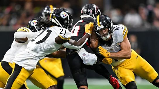 Pittsburgh Steelers' linebacker Payton Wilson making a tackle in his regular season debut against the Atlanta Falcons. Pittsburgh Steelers' linebacker Payton Wilson making a tackle in his regular season debut against the Atlanta Falcons.