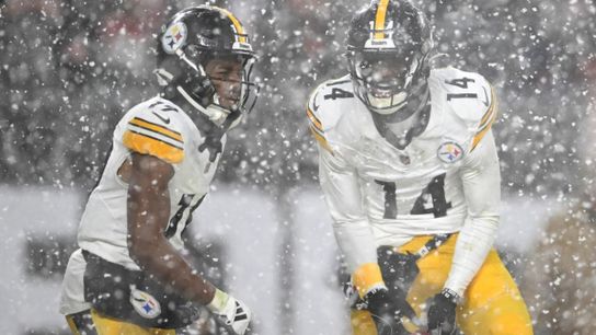 Pittsburgh Steelers' wide receivers George Pickens and Calvin Austin III during Thursday Night Football against the Cleveland Browns in 2024. Pittsburgh Steelers' wide receivers George Pickens and Calvin Austin III during Thursday Night Football against the Cleveland Browns in 2024.