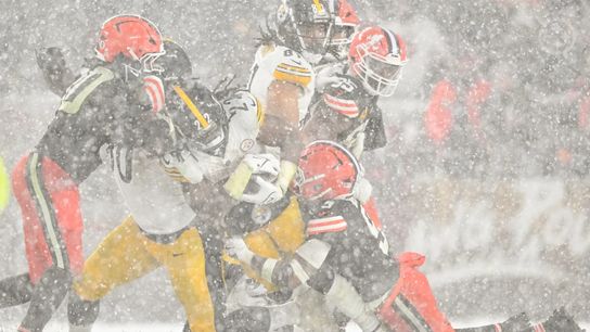 Pittsburgh Steelers' running back Najee Harris runs with the football against the Cleveland Browns in 2024. Pittsburgh Steelers' running back Najee Harris runs with the football against the Cleveland Browns in 2024.