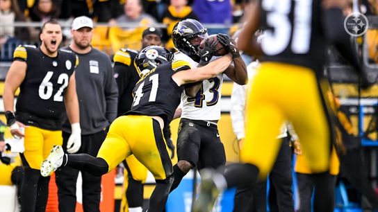Pittsburgh Steelers' rookie linebacker Payton Wilson coming up with a huge interception against the Baltimore Ravens in Week 11 of 2024. Pittsburgh Steelers' rookie linebacker Payton Wilson coming up with a huge interception against the Baltimore Ravens in Week 11 of 2024.
