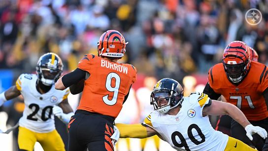 Pittsburgh Steelers' TJ Watt against Joe Burrow and the Cincinnati Bengals in 2024. Pittsburgh Steelers' TJ Watt against Joe Burrow and the Cincinnati Bengals in 2024.
