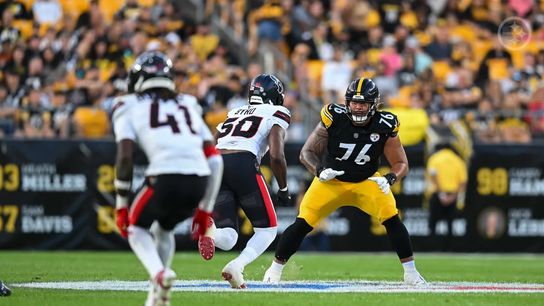 Steelers' rookie Troy Fautanu during one of his first plays in the big leagues. Steelers' rookie Troy Fautanu during one of his first plays in the big leagues.