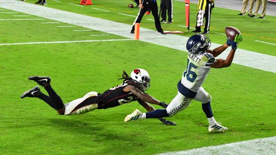 Former Seahawk Tyler Lockett extending to make an exciting play in the end zone. Former Seahawk Tyler Lockett extending to make an exciting play in the end zone.